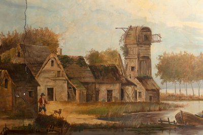 Deuxième salle arrière, salle de réunion, fresques avec scènes rurales de style classique, probablement vers 1810, scène 3 - Belgian School