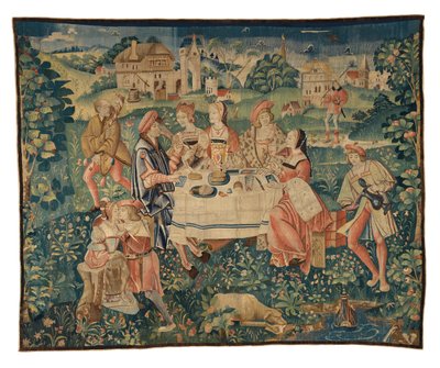 Tapisserie représentant Banquet en plein air, ou Un repas en plein air dans le Jardin de l