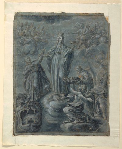 Dessin, Recto : Couronnement de la Vierge, vers 1630 - Belisario Corenzio