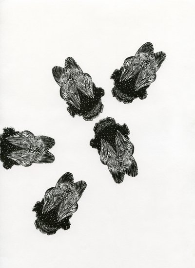 Réunion de Bourdons, 2013 (gravure sur bois sur papier) - Bella Larsson