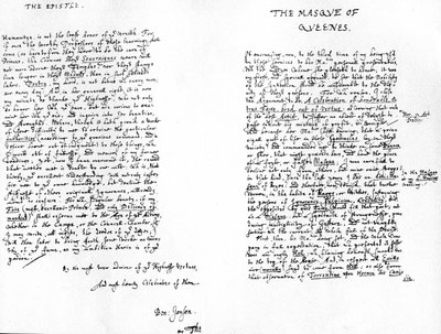 Le Masque des Reines et une épître dédicatoire à Henry, Prince de Galles, 1609 - Ben Jonson