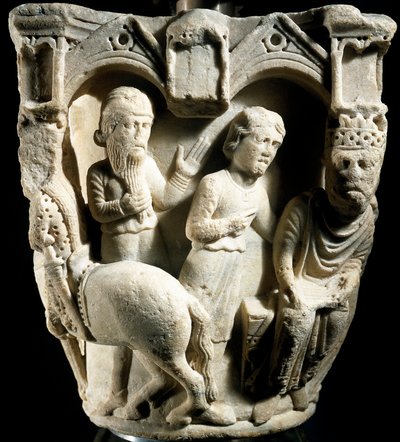 Salomon et la Reine de Saba, relief du capital, Cathédrale de Parme, Italie - Benedetto Antelami
