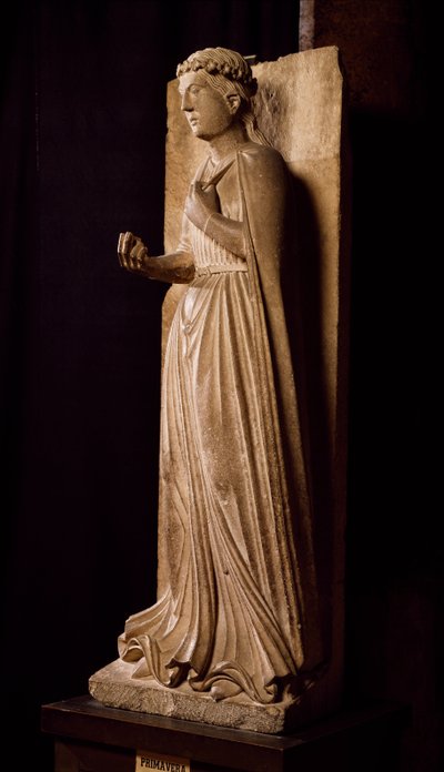 Printemps, sculpture du Cycle des Saisons, par Bénédict Antelami (1178-1233), Baptistère de Parme, Émilie-Romagne, Italie - Benedetto Antelami