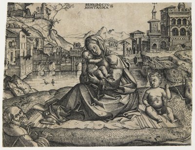 La Sainte Famille avec le petit Saint Jean dans un paysage, vers 1506-1512 - Benedetto Montagna