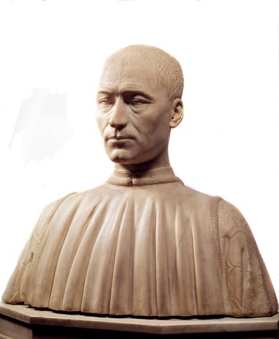Buste de Philippe Strozzi (ou Filippo) (1489-1538), condottiere et politicien italien. Sculpture en marbre de Benedetto da Maiano (1442-1497) 15ème siècle Paris, Musée du Louvre. - Benedetto da Maiano