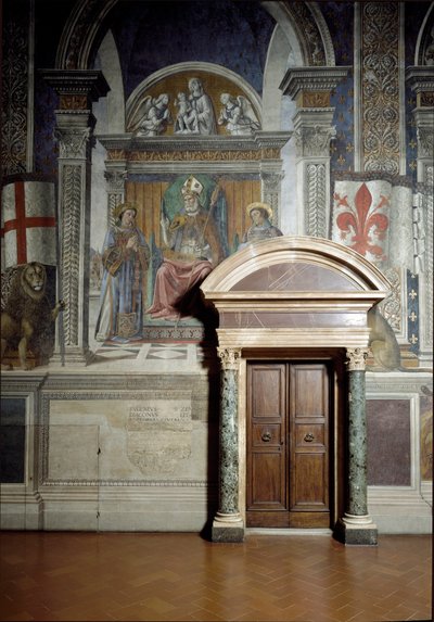 Saint Zanobius, saint Laurent et saint Étienne (Salle des Lys) (fresque) - Benedetto da Maiano