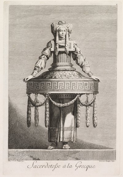 Mascarade à la Grecque: Sacerdotesse à la Grecque, Planche 8, 1771 - Benigno Bossi