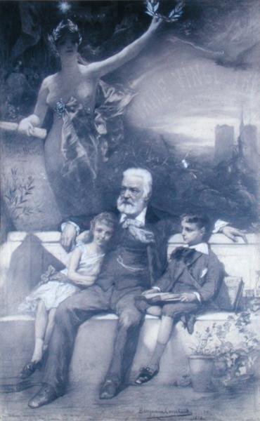 Victor Hugo (1802-85) et ses petits-enfants - Benjamin  Constant