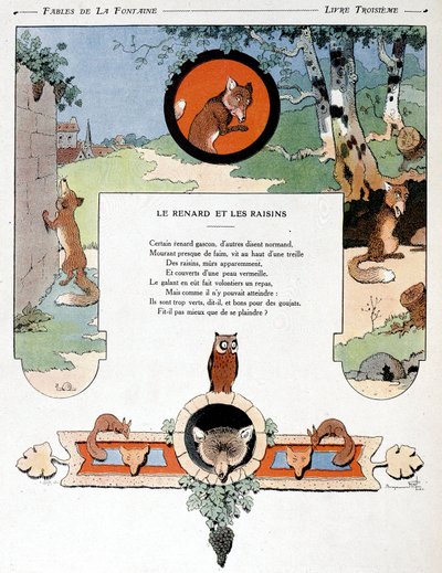 Le Renard et les Raisins, illustration des 