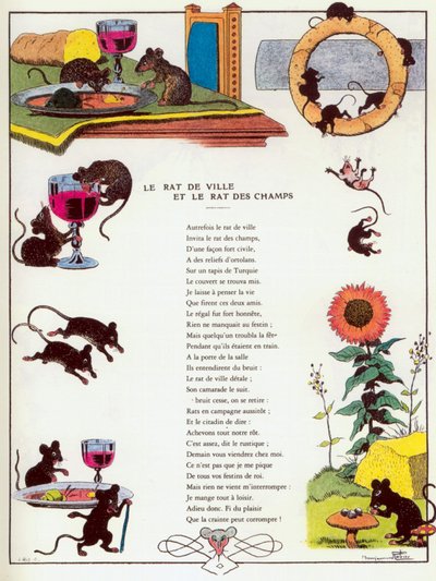 Le Rat de ville et le Rat des champs, illustration des 