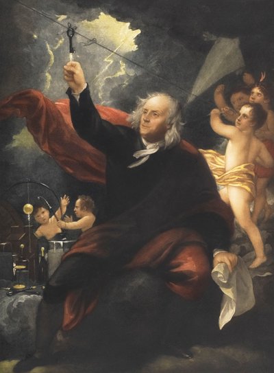 Expérience du cerf-volant de Benjamin Franklin - Benjamin (after) West