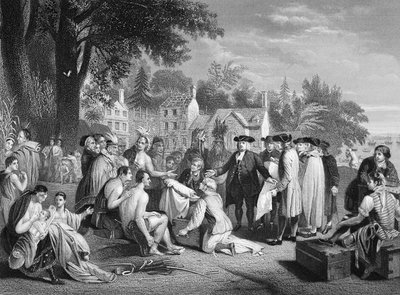 Le traité de William Penn avec les Indiens, gravé par W. French - Benjamin (after) West