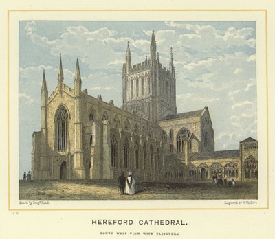 Cathédrale de Hereford, vue sud-ouest avec cloîtres - Benjamin Baud