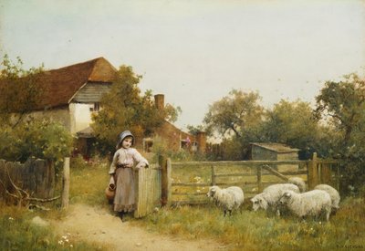 Jeune Fille avec Moutons, près d