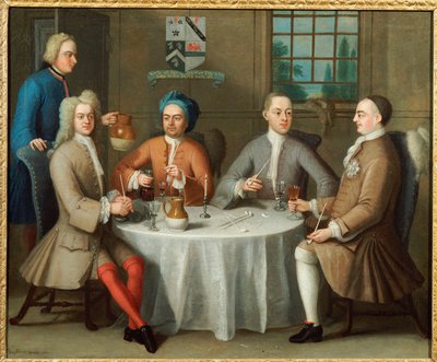 Portrait de groupe de Sir Thomas Sebright, Sir John Bland et deux amis, 1723 - Benjamin Ferrers