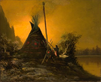 Scène nocturne de tipi indien, 1895 - Benjamin Raborg
