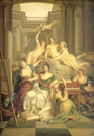 Frédérika Sophie Wilhelmine de Prusse (1751-1820). Épouse du prince Guillaume V, dans le Temple des Arts - Benjamin Samuel Bolomey