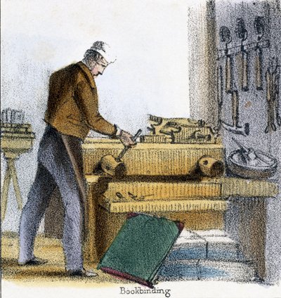Le relieur, de Le garçon, la vache et le veau dans Illustrations graphiques des animaux - Montrant leur utilité pour l