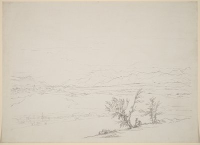 Paysage alpin avec un couple assis près d