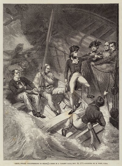Le lieutenant Nelson se porte volontaire pour aborder un prix dans une violente tempête, 20 novembre 1777 - Benjamin West