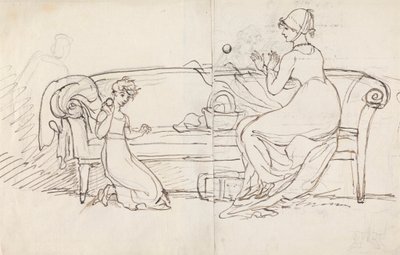 Mme West et sa fille jouant à attraper - Benjamin West
