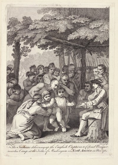 Les Indiens remettant les captifs anglais au colonel Bouquet près de son camp aux Fourches de Muskingham en Amérique du Nord en novembre 1764 - Benjamin West