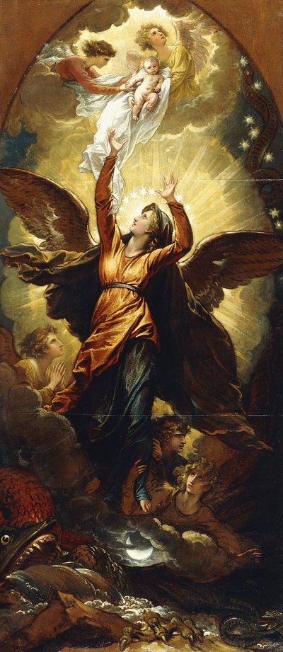 "La Femme vêtue de soleil fuit la persécution du dragon" - Benjamin West