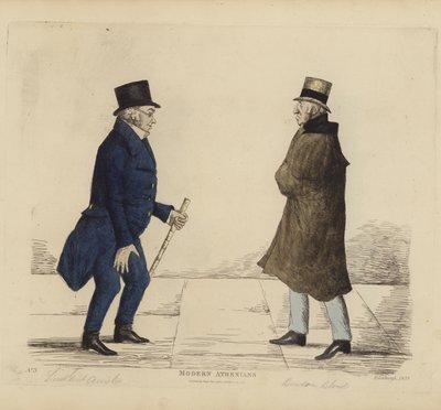 Éminents Édimbourgeois, alias Athéniens modernes, Lieutenant-Général George R Ainslie, Bindon Blood, Esq, de Cranacher (gravure en couleur) - Benjamin William Crombie