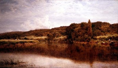 Scène fluviale, Streatley sur la Tamise - Benjamin Williams Leader