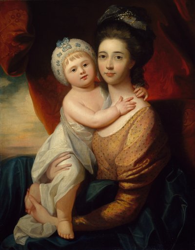 Lady Sondes avec son fils infant, vers 1793-94 - Benjamin school of West