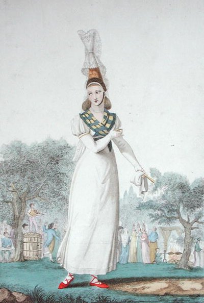 Une Cauchoise en costume traditionnel pour les jours de fête, gravée par Gatine vers 1830 - Benoit (after) Pecheux