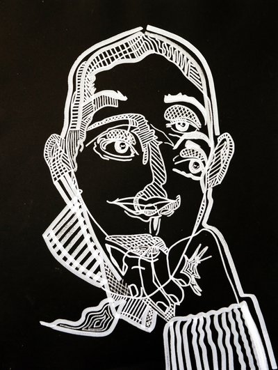 Surportrait : Joyce Carol Oates, 2021 (acrylique sur papier) - Benoit Erwann Boucherot