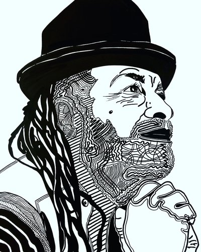 Surportrait : Rodney Saint-Éloi, 2021 (acrylic on paper) - Benoit Erwann Boucherot