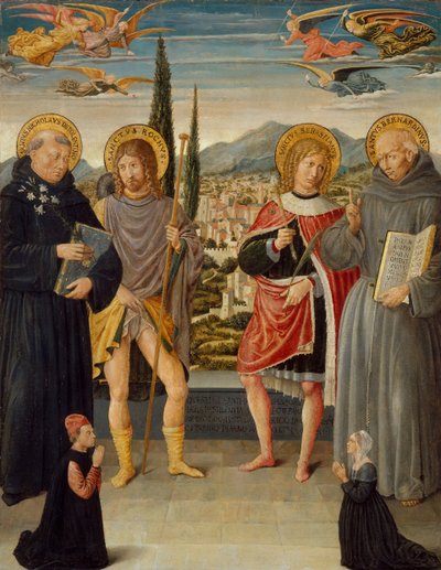 Saints Nicolas de Tolentino, Roch, Sébastien et Bernardin de Sienne..., 1481 - Benozzo Gozzoli