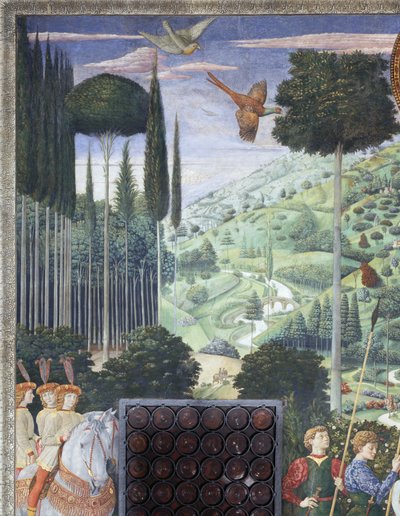 Procession de Balthasar en Jean VIII Paléologue, détail du cycle du Voyage des Mages dans la chapelle, vers 1460 (fresque) - Benozzo di Lese di Sandro Gozzoli