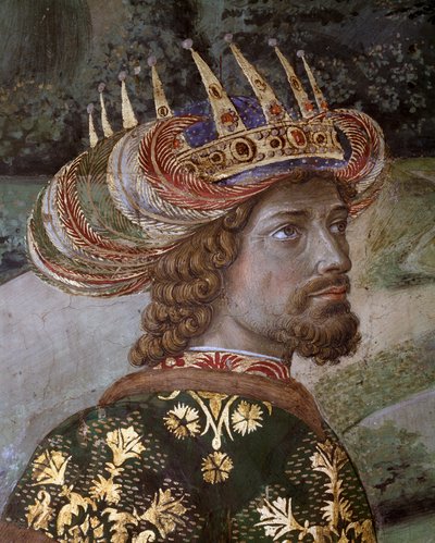 Le Voyage des Mages Cortège des Mages de Jérusalem à Bethléem appelé en italien « Viaggio dei Magi » ou « Cavalcata dei Magi » (détail de Balthasar sous les traits de Jean VIII Paléologue, empereur byzantin) - Benozzo di Lese di Sandro Gozzoli