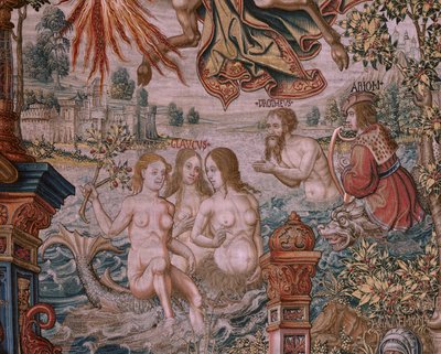 Tapisserie flamande. Série Les Honneurs. La Renommée. Troisième tapisserie de la série. Modèle de la cour de Bernard van Orley et Jan Gossaert (Mabuse). Manufacture Pieter van Aelst, Bruxelles. Ca 1550 - Bernaert van (circle of) Orley
