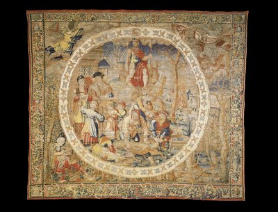Tapisserie allégorique de Bruxelles représentant le mois de décembre de "Les Mois Médaillons", vers 1525 - Bernaert van Orley
