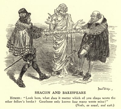 Shacon et Bakespeare - La paternité de Shakespeare (gravure) - Bernard (after) Partridge