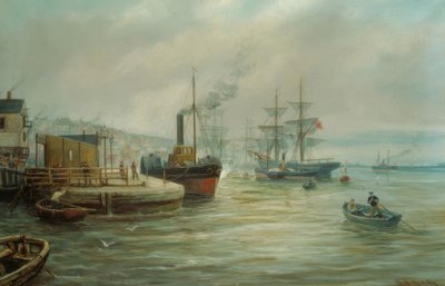 Un bateau à vapeur à aubes et autres navires - Bernard Benedict Hemy