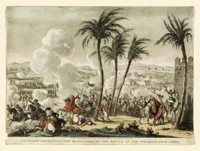 Napoléon défaisant les Mamelouks à la Bataille des Pyramides, près du Caire, gravé par George Cruikshank - Bernard Edouard Swebach