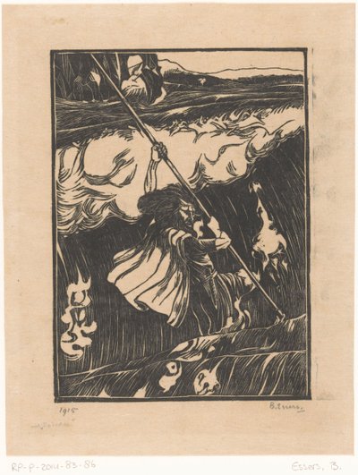 Cuchulainn combattant contre les vagues - Bernard Essers (signed by artist)
