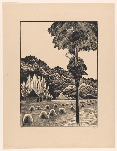 Paysage de dunes avec meules de foin - Bernard Essers (signed by artist)