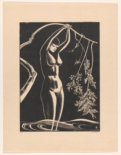Femme nue avec une branche - Bernard Essers (signed by artist)