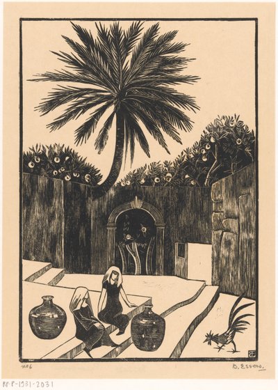 Rue avec des marches à Taormina en Sicile - Bernard Essers (signed by artist)
