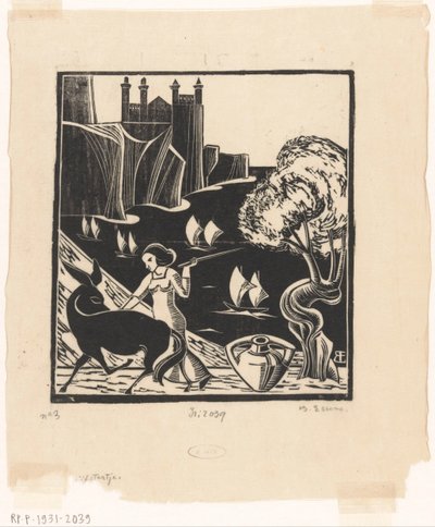 Femme conduisant un âne - Bernard Essers (signed by artist)