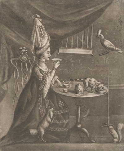 Femme buvant du thé - Bernard Lens