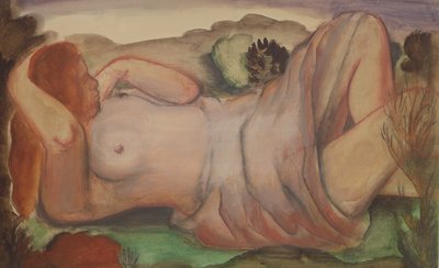 Nu allongé dans un paysage, vers 1940 - Bernard Meninsky