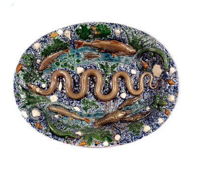 Plat au serpent. Céramique en terre émaillée par Bernard Palissy (1510-1589) - Bernard Palissy