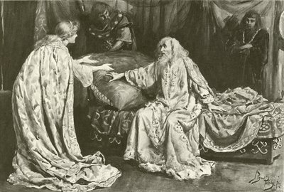 Mlle Ellen Terry en Cordelia, M. Henry Irving en Roi Lear - Bernard Partridge